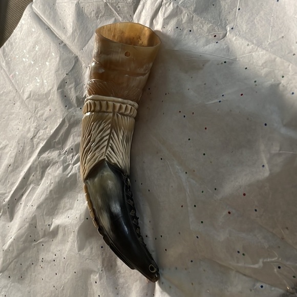 Natural Ox Bull Horn Carved Face HandCarved From Chile - Picture 6 of 9